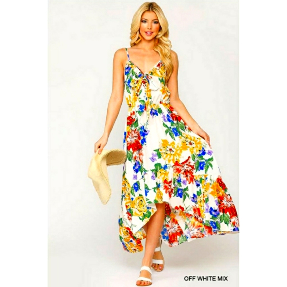 BRAND NEW! Made the USA Colorful Floral Maxie Dress